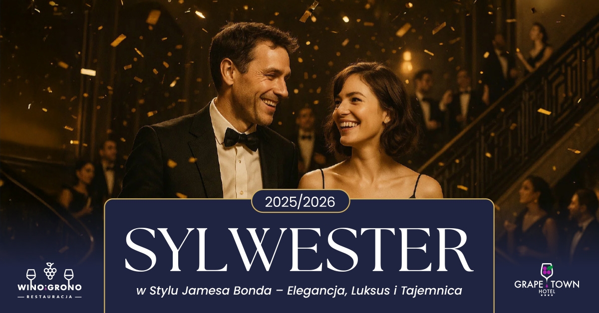 Sylwester Zielona Góra 2025/2026 w Stylu Jamesa Bonda | Wino i Grono